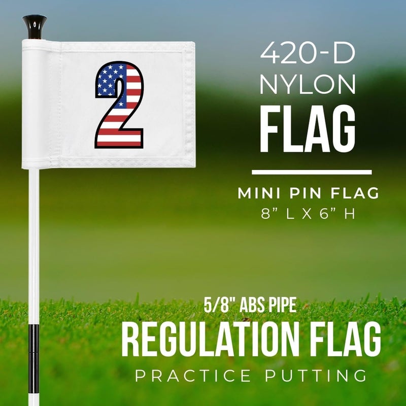 WATSY Golf Flag 8x6 Inch – 420D Nylon Double-Sided Mini Pin Flag with Tube Inset, Practice Putting Green Flags for Yard (Numbered USA - Set of 3) - Image 4